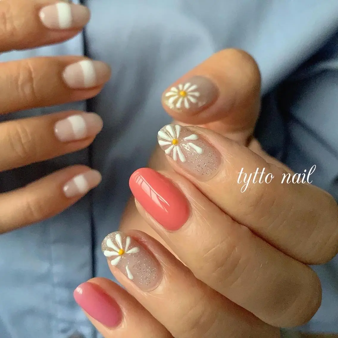 ネイル オーロラネイル クリアネイル フラッシュネイル フラワーネイル 韓国ネイル ハンドネイル tytto nail ❤︎‪‪eri‪‪のネイルデザイン