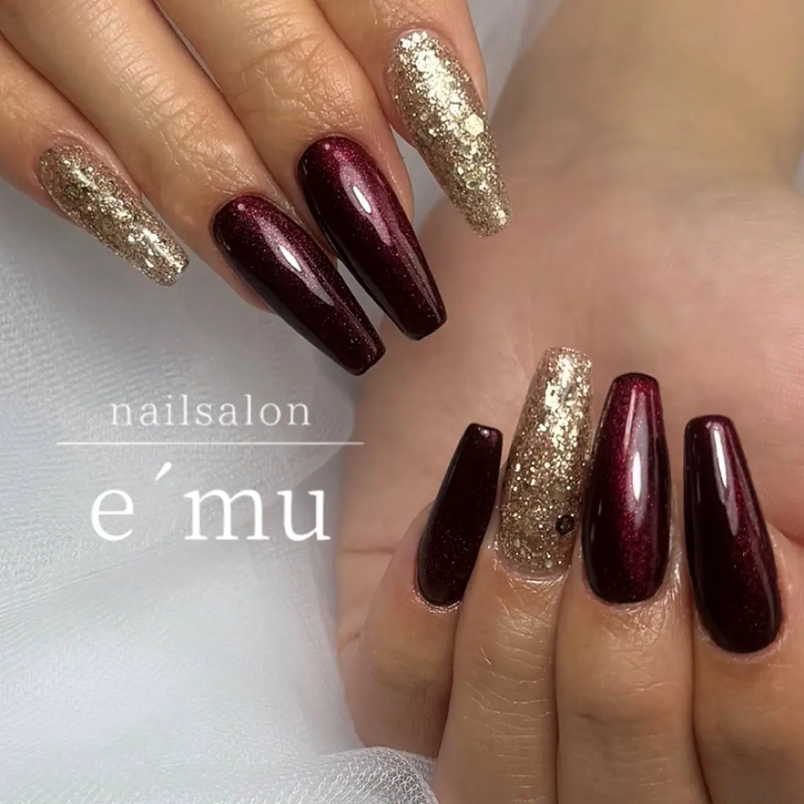 ネイル 赤色 ハンドネイル nailsalon e´muのネイルデザイン