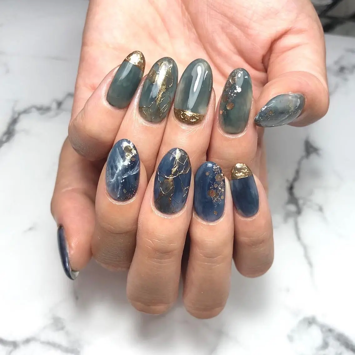 ネイル ジェルネイル グリーン 氷ネイル・うるうるネイル 韓国ネイル ラメ(グリッター) ハンドネイル NAIL NOWのネイルデザイン