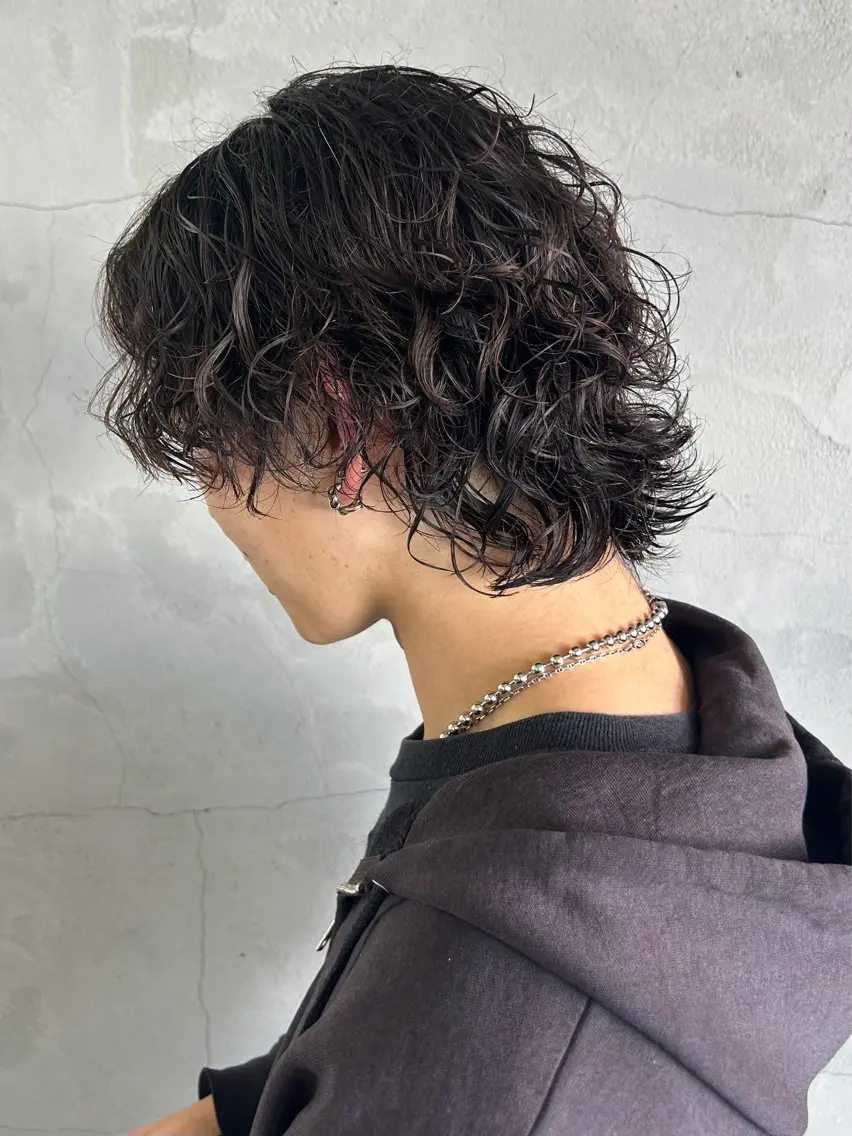 ミディアム パーマ メンズ カット パーマ 小塚 悠雅のヘアスタイル