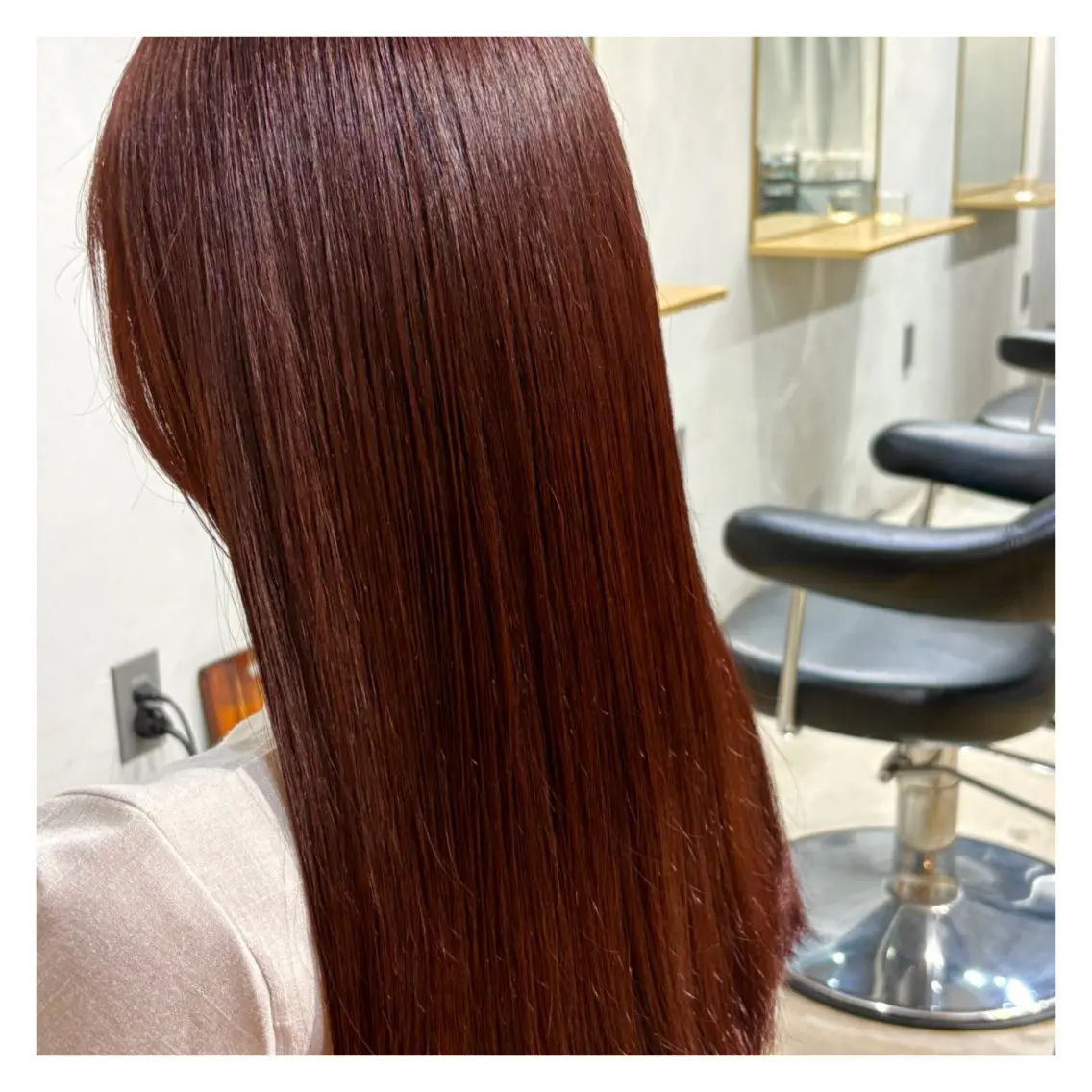 ロング カラー ブラウンカラー レッドカラー レッドブラウン ヘアカラー 縮毛矯正特別価格 /表参道/ことりのヘアスタイル