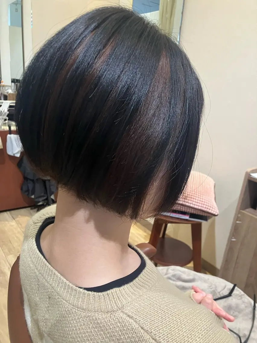 ショート カラー ブラウンカラー オレンジ オレンジブラウン ボブ salon C ヤマダのヘアスタイル
