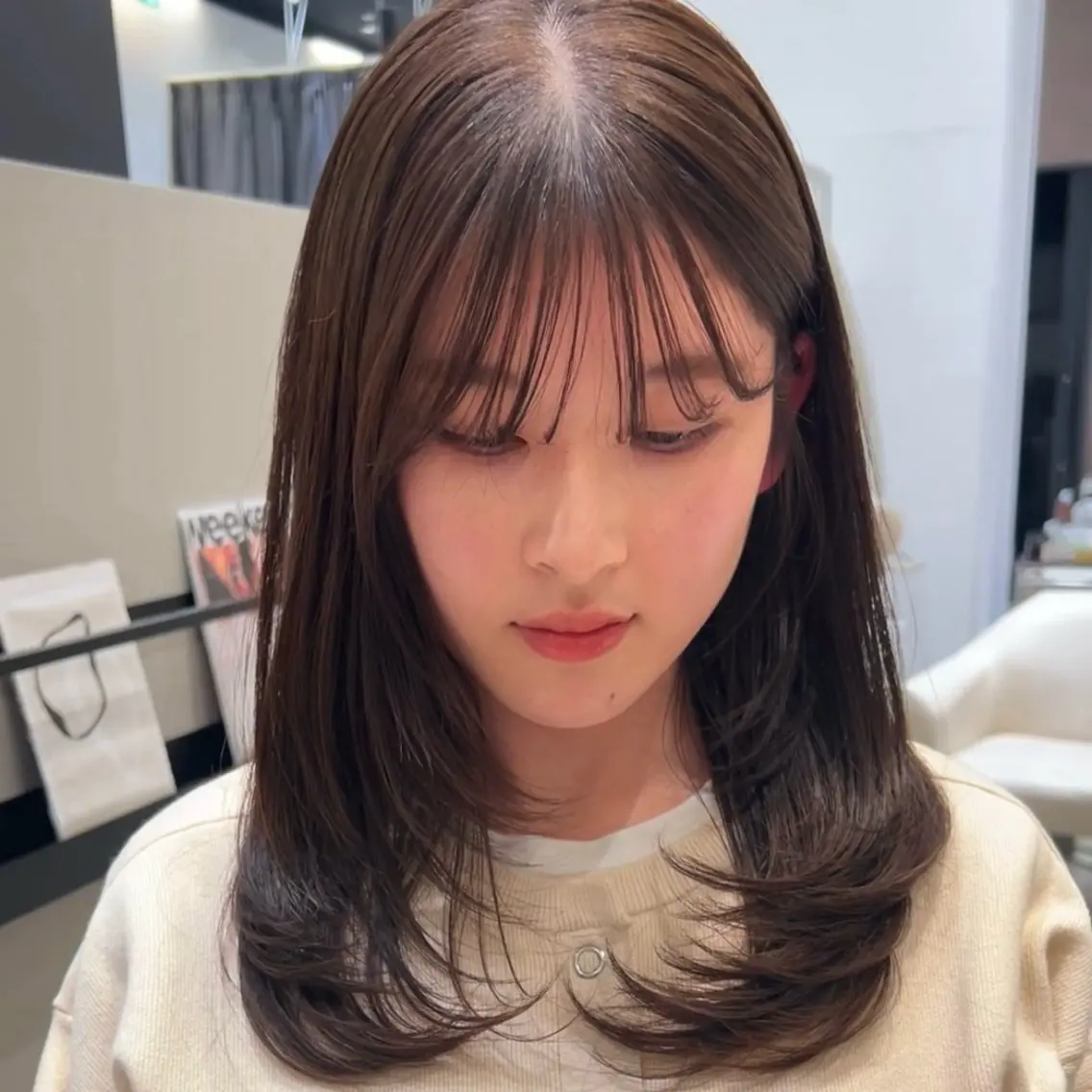 セミロング カラー ブリーチ ブリーチなしカラー ヘアカラー k-two 天王寺♡ honokaのヘアスタイル