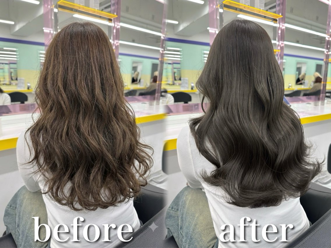 ロング カラー カット ヘアカラー トリートメント ブリーチ縮毛矯正🤍 韓国レイヤー🫧飛我のヘアスタイル