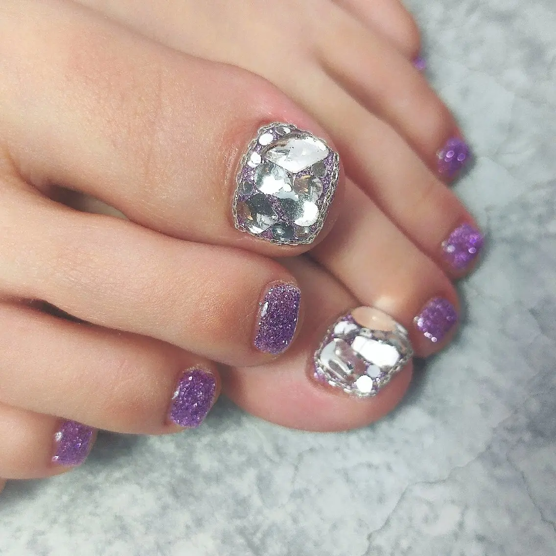 ネイル ラメ(グリッター) 持ち込み フットネイル 個人サロン saltnailのネイルデザイン