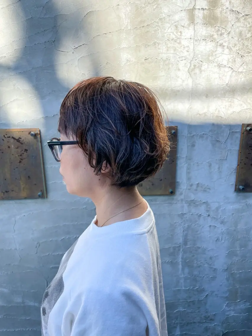 ショート ショートボブ ボブ ショートヘア 小顔カット カット パーマ ショート/レイヤー/ ツヤ髪/なかちゃんのヘアスタイル