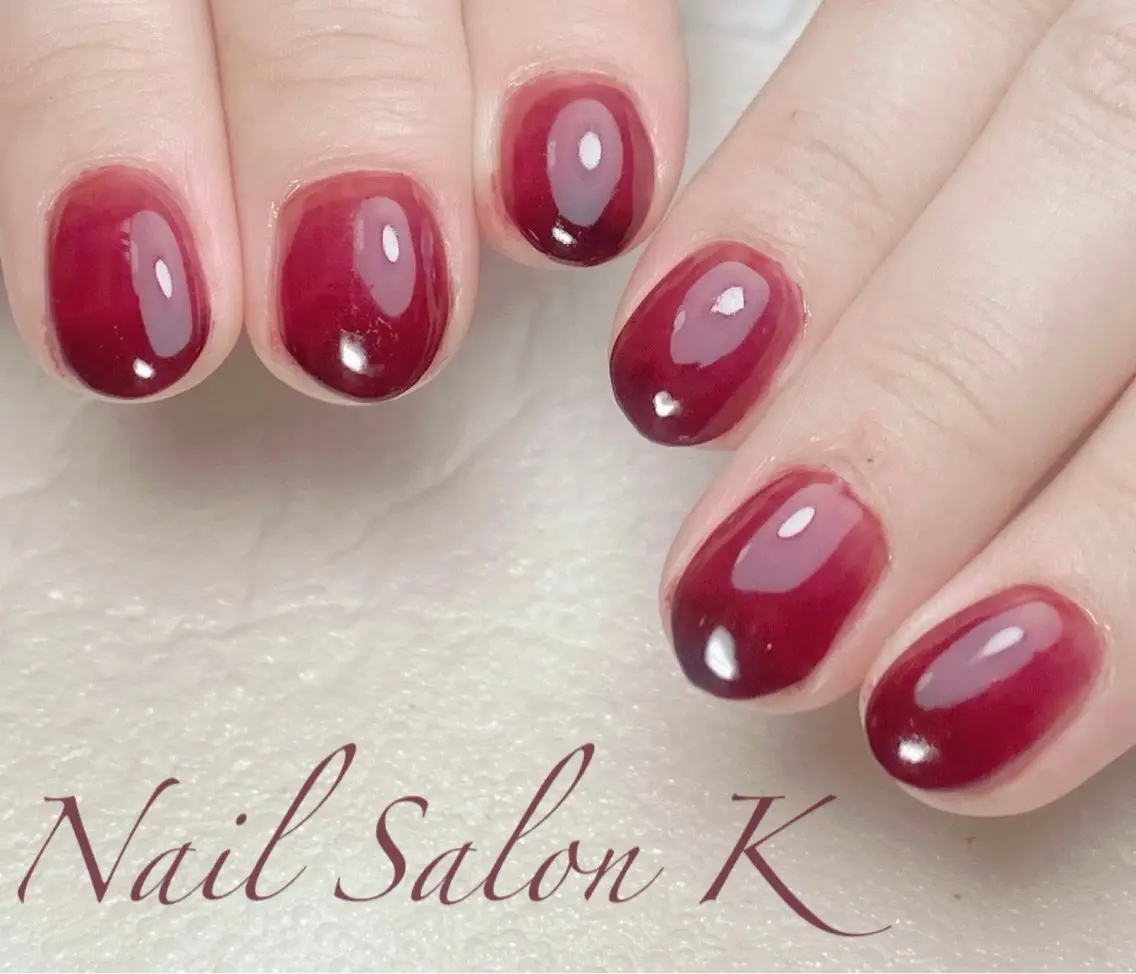 ネイル ボルドー グラデーション 持ち込み ハンドネイル Nail Salon K 🧸美爪育成のネイルデザイン