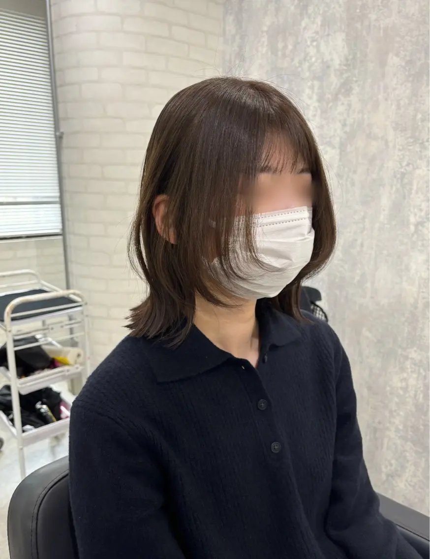 ミディアム カラー ヘアアレンジ カット ヘアカラー トリートメント kei🤎ベージュ /透明感カラー/博多のヘアスタイル