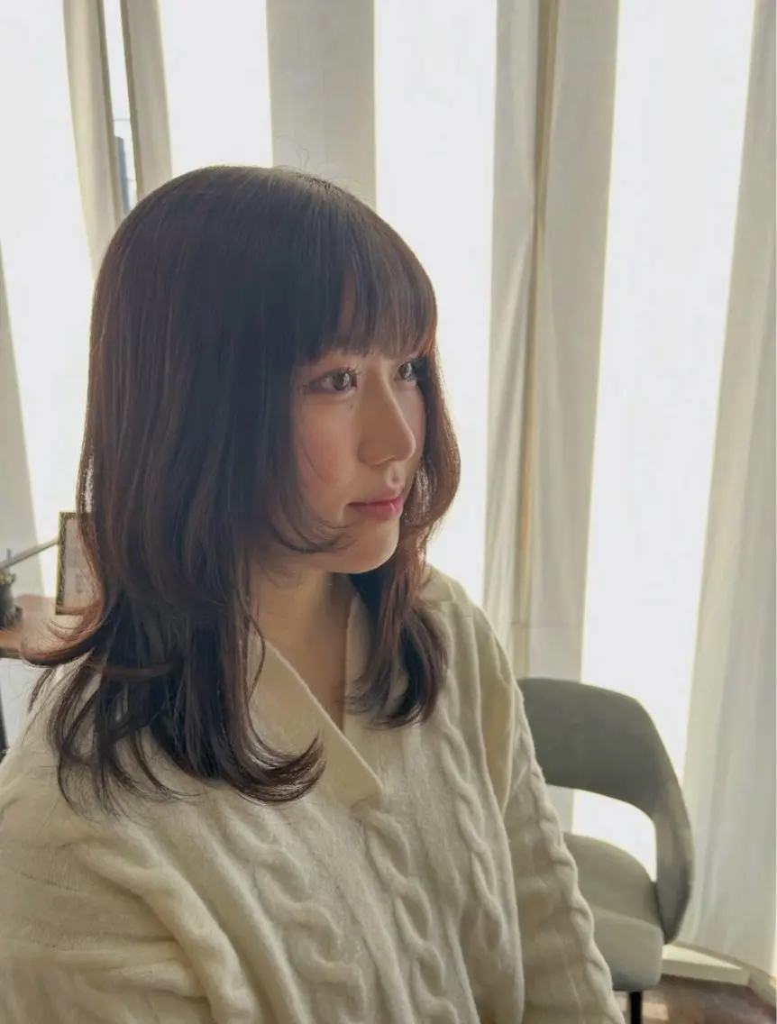 セミロング カット 酸性ストレート/ ボブ/暖色/リコのヘアスタイル