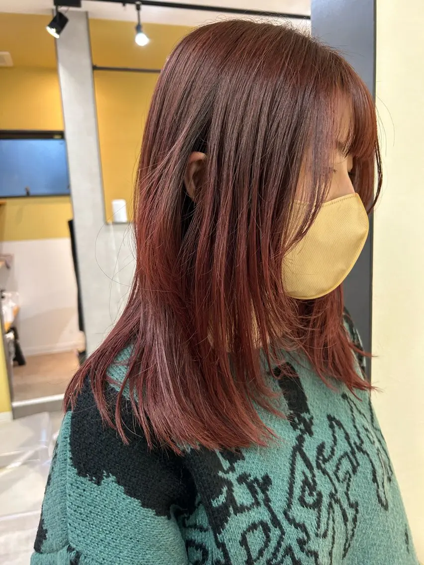 ロング カラー ブラウンカラー レッドカラー レッドブラウン カット ヘアカラー トリートメント hubhair レイヤー/透明感のヘアスタイル