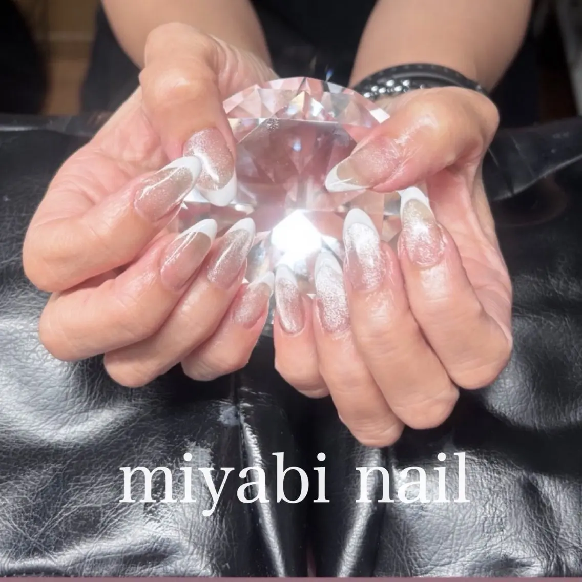 ネイル ブラウン フレンチネイル ジェルネイル マグネットネイル 持ち込み ハンドネイル miyabi nail 桂川駅近くのネイルデザイン