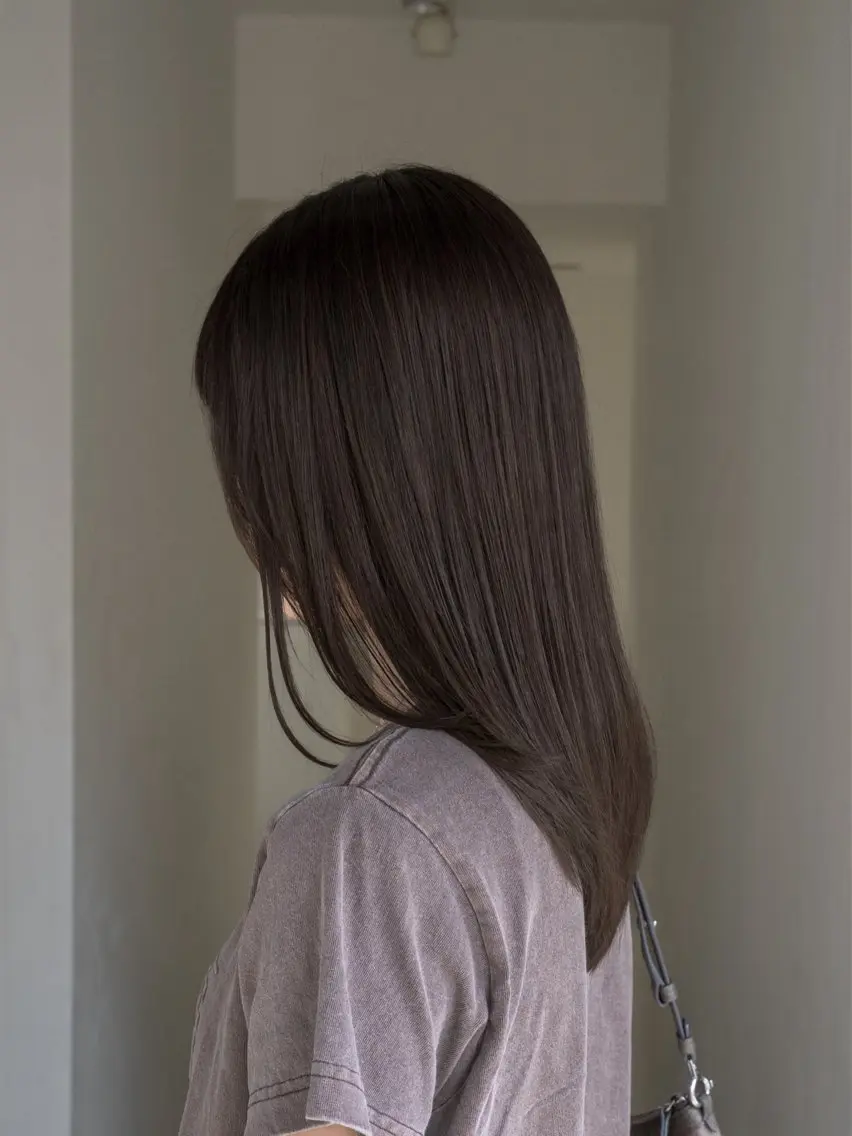 セミロング カラー ブリーチ 透明感カラー ブリーチなしカラー レイヤーカット 酸性ストレート カット ヘアカラー 縮毛矯正 navile原宿 yumaのヘアスタイル