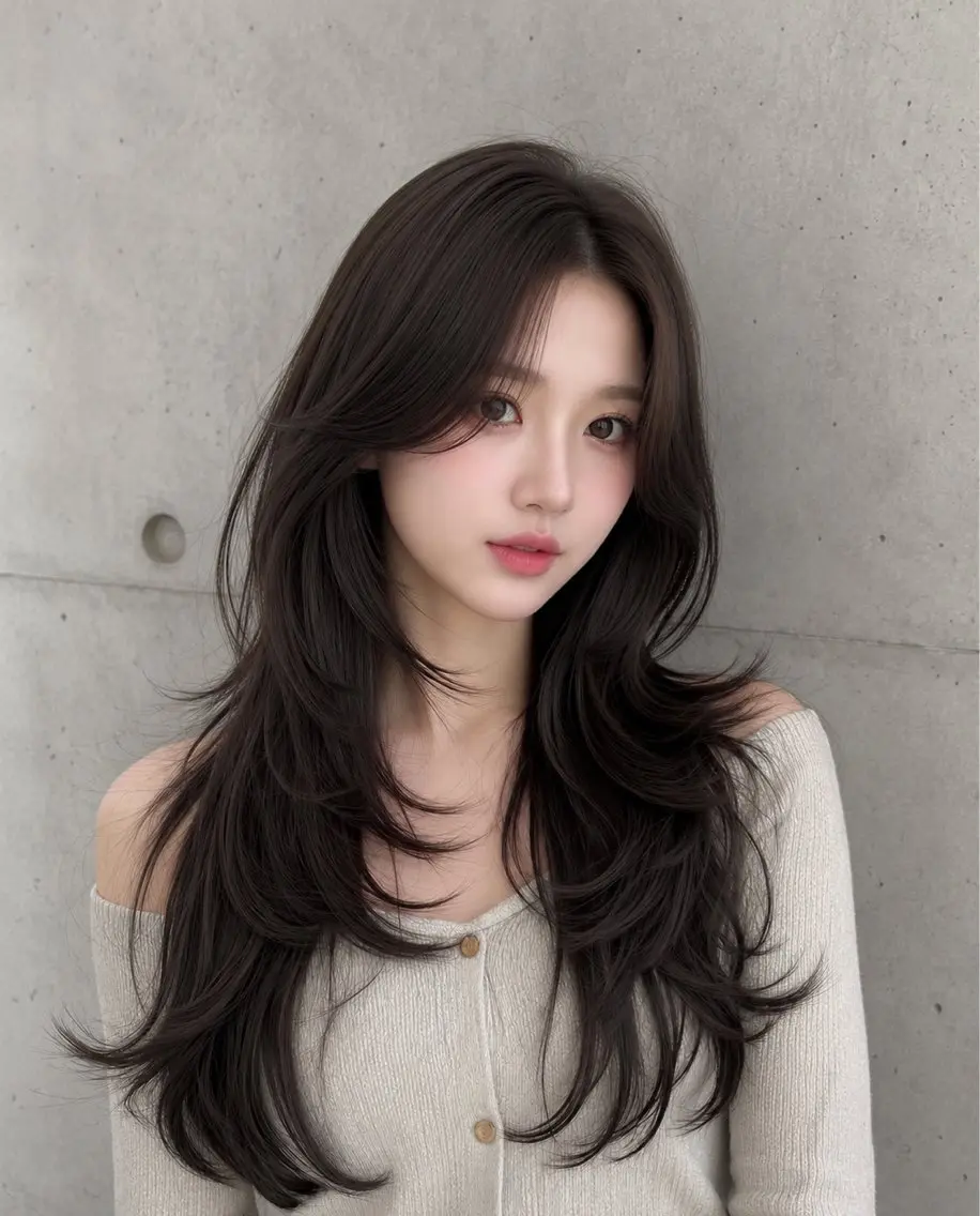 セミロング カラー ヘアアレンジ 黒髪 透明感カラー グレージュ くびれヘア ハッシュカット カット ヘアカラー トリートメント 🌫️大人韓国ヘア 🌫️naoyaのヘアスタイル