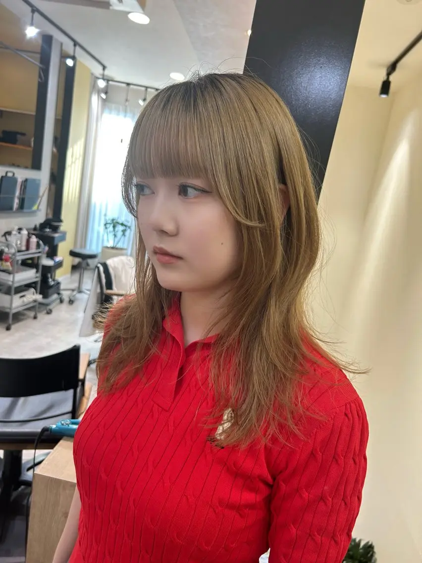 ロング ハッシュカット 韓国風ヘア カット トリートメント hubhair レイヤー/透明感のヘアスタイル