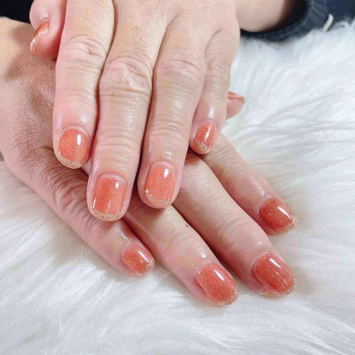 ネイル フレンチネイル ラメ(グリッター) ワンカラーネイル ハンドネイル MignonReve 💛Sayaのネイルデザイン