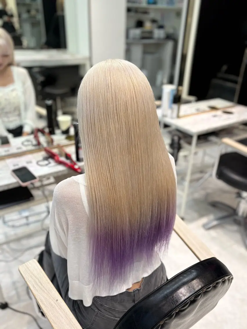 ロング カラー ヘアカラー トリートメント ヘアセット 色落ち綺麗🩰ハイ トーン🎀RINKAのヘアスタイル