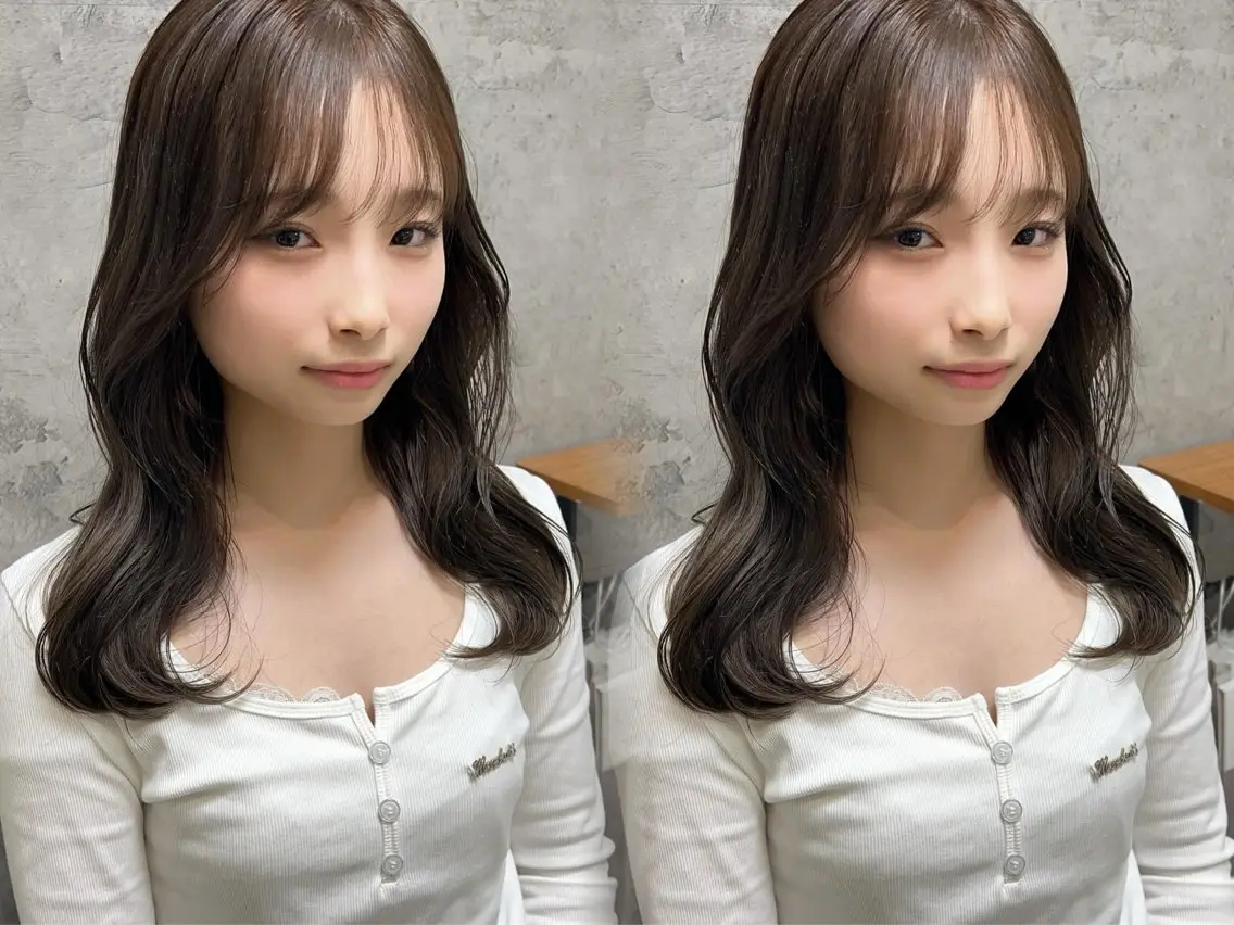 セミロング カラー 透明感カラー グレージュ ayaka🫧 梅田ダブルカラーのヘアスタイル