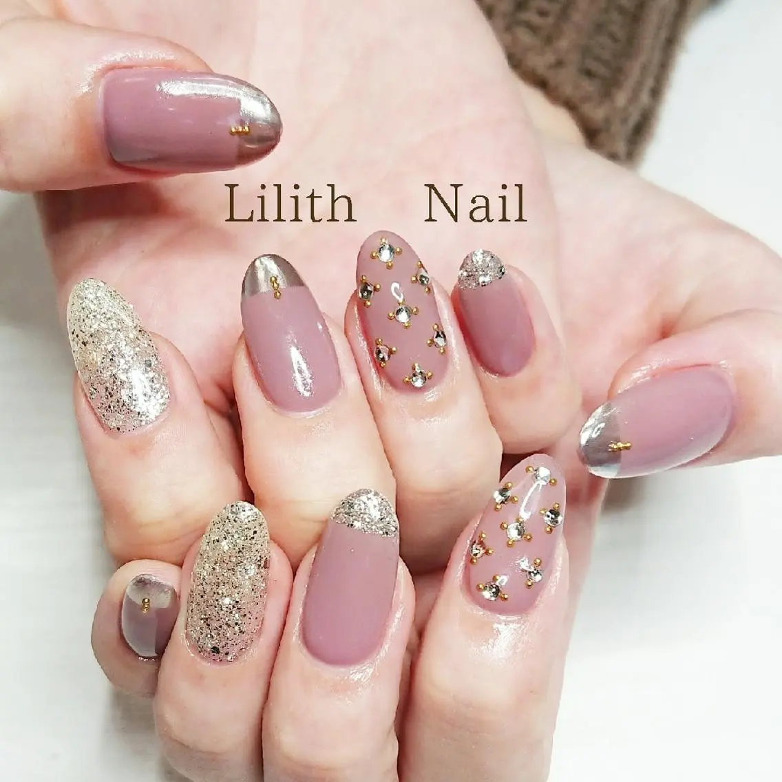 ネイル ピンク ピンクベージュ Lilith Nailのネイルデザイン