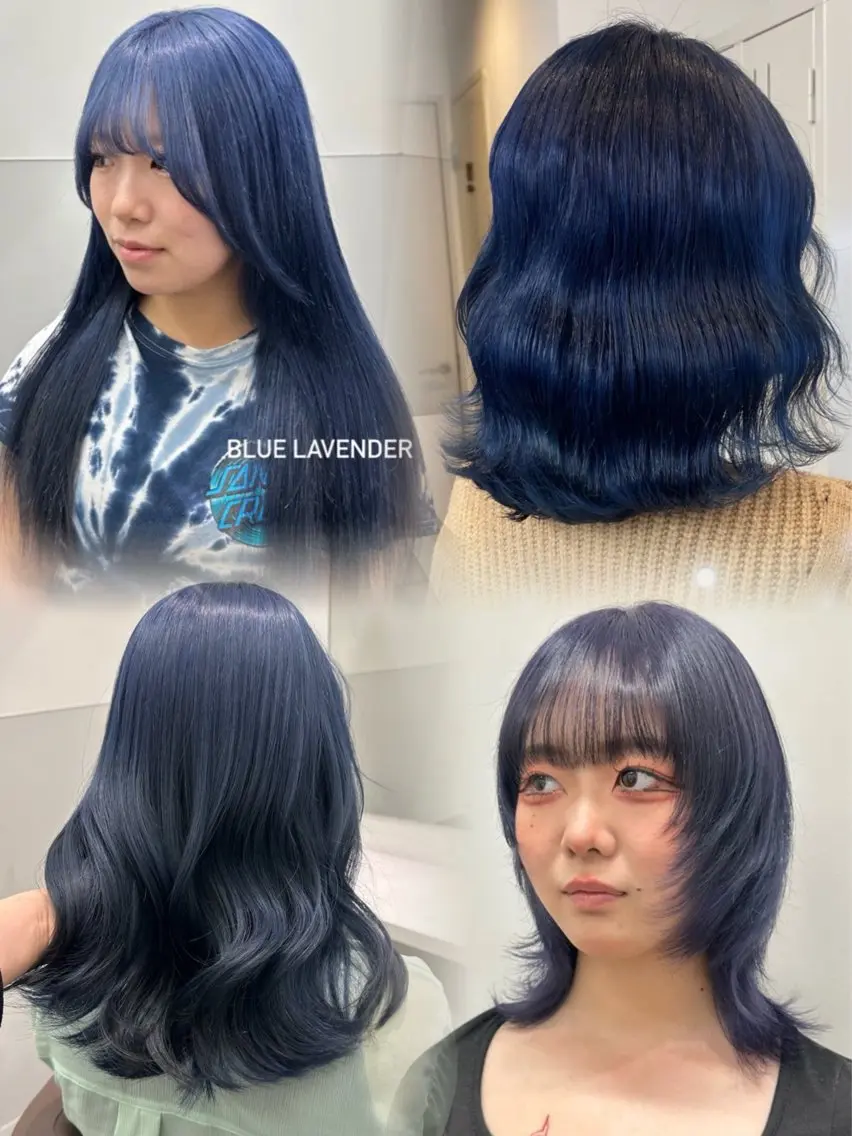 ミディアム カラー ブリーチ ブルーカラー ブルーラベンダー ケアブリーチ ダブルカラー 💋ハイトーンデザイ ンヘア💋A'nyuのヘアスタイル