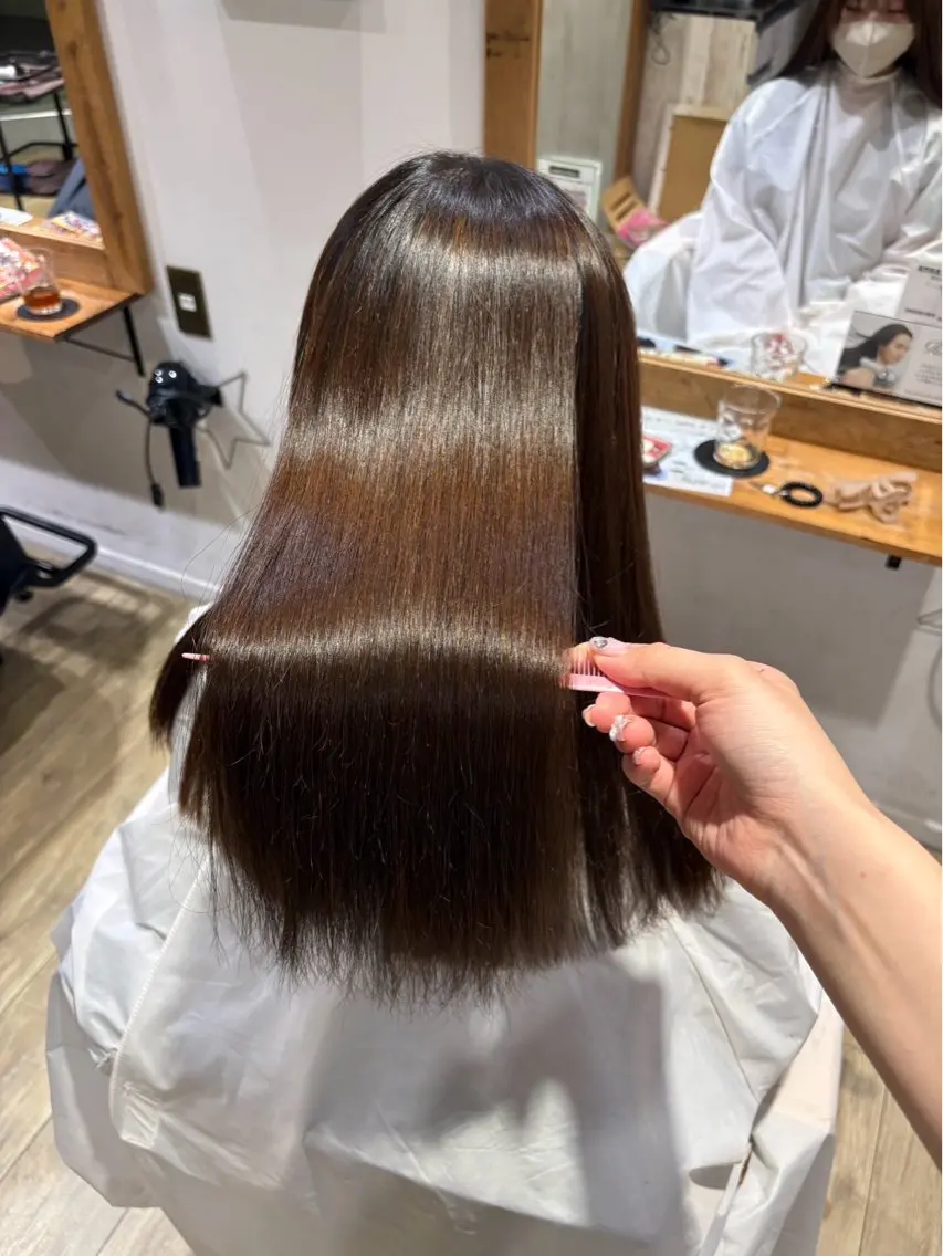 ロング 横浜|韓国レイヤー| 暖色カラー|まなとのヘアスタイル