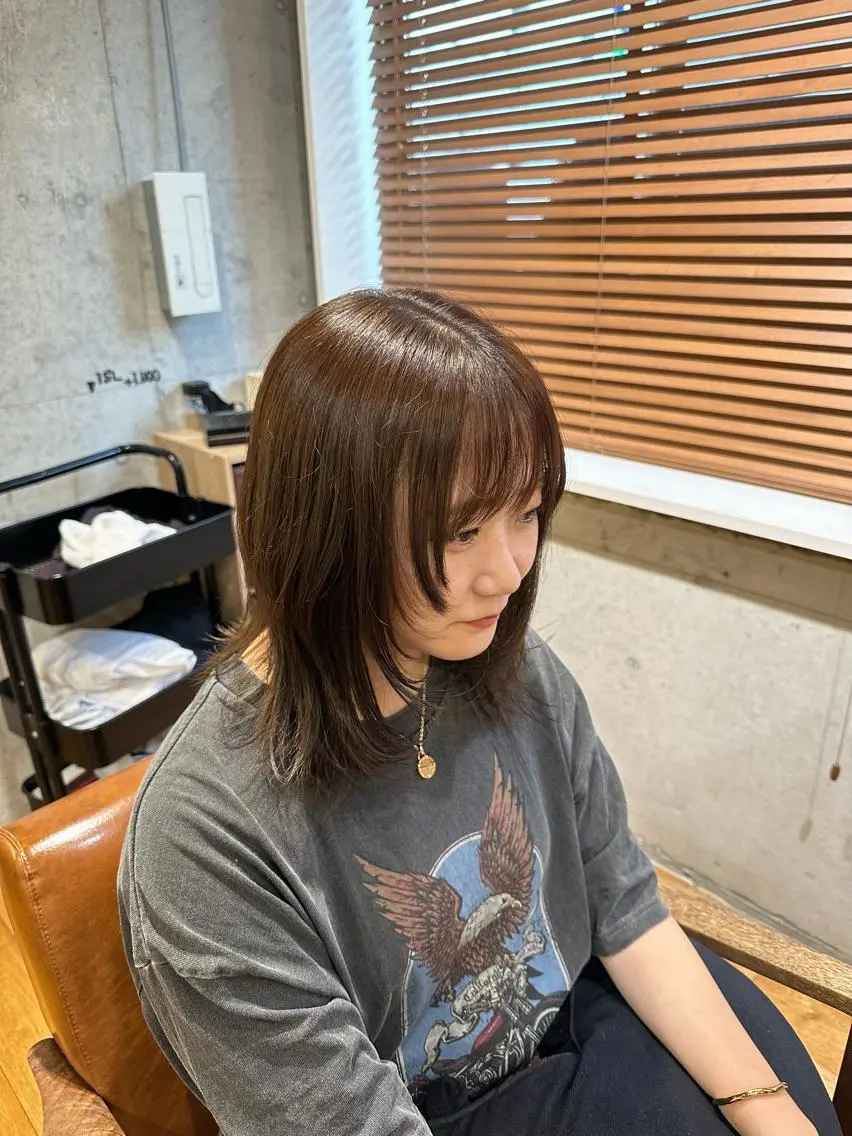 前髪顔まわりカット✂︎+艶感カラー🎨+トリートメント🧴の写真