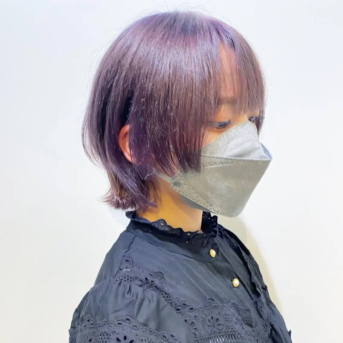 ショート パープルカラー ボブ ショートヘア ウルフカット 大阪ウルフカット ハッシュカットのヘアスタイル