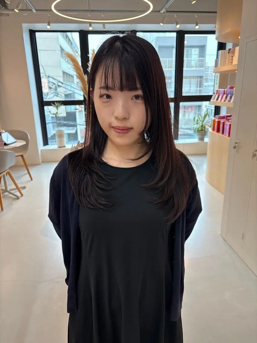 ロング 韓国風ヘア レイヤーカット 小顔カット カット トリートメント 垢抜けレイヤー特化× 髪質改善 藤原悠暉のヘアスタイル