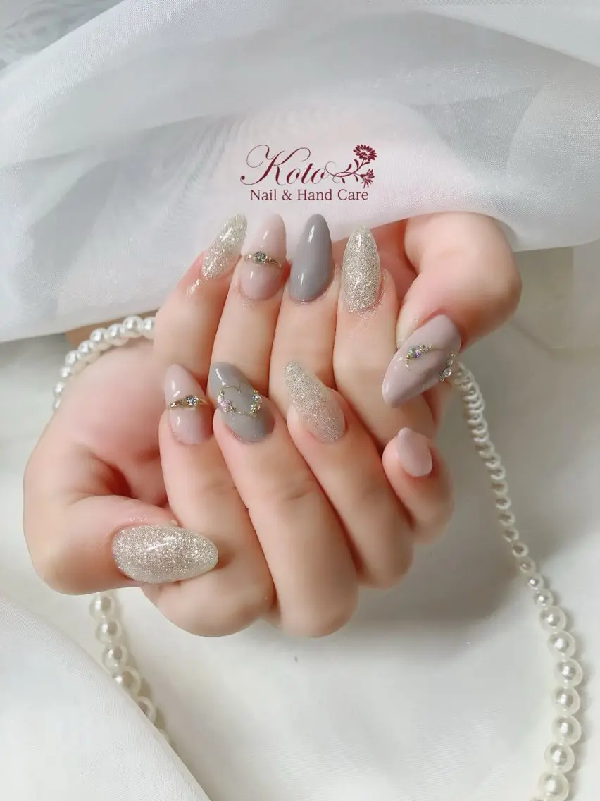 ネイル 長さ出し ジェルネイル ハート 持ち込み ニュアンスネイル ハンドネイル Nail Salon KOTOのネイルデザイン