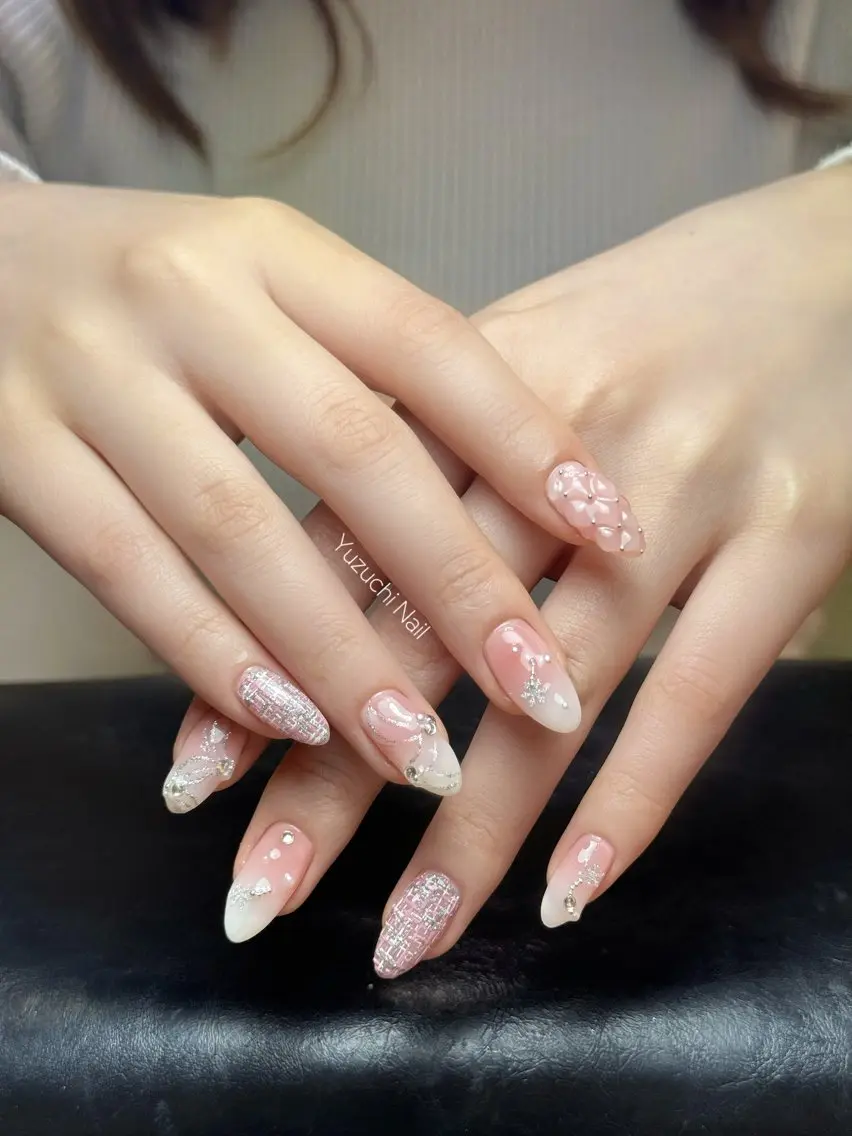 ネイル マグネットネイル リボン ハンドネイル Yuzuchi Nailのネイルデザイン
