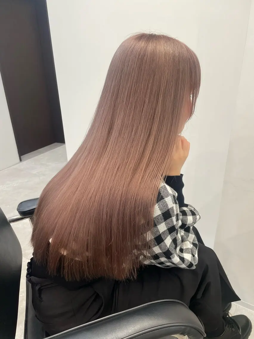 ロング カラー ミストバング ベージュカラー ブリーチ ケアブリーチ ダブルカラー ダブルカラーVia/ airi♡のヘアスタイル