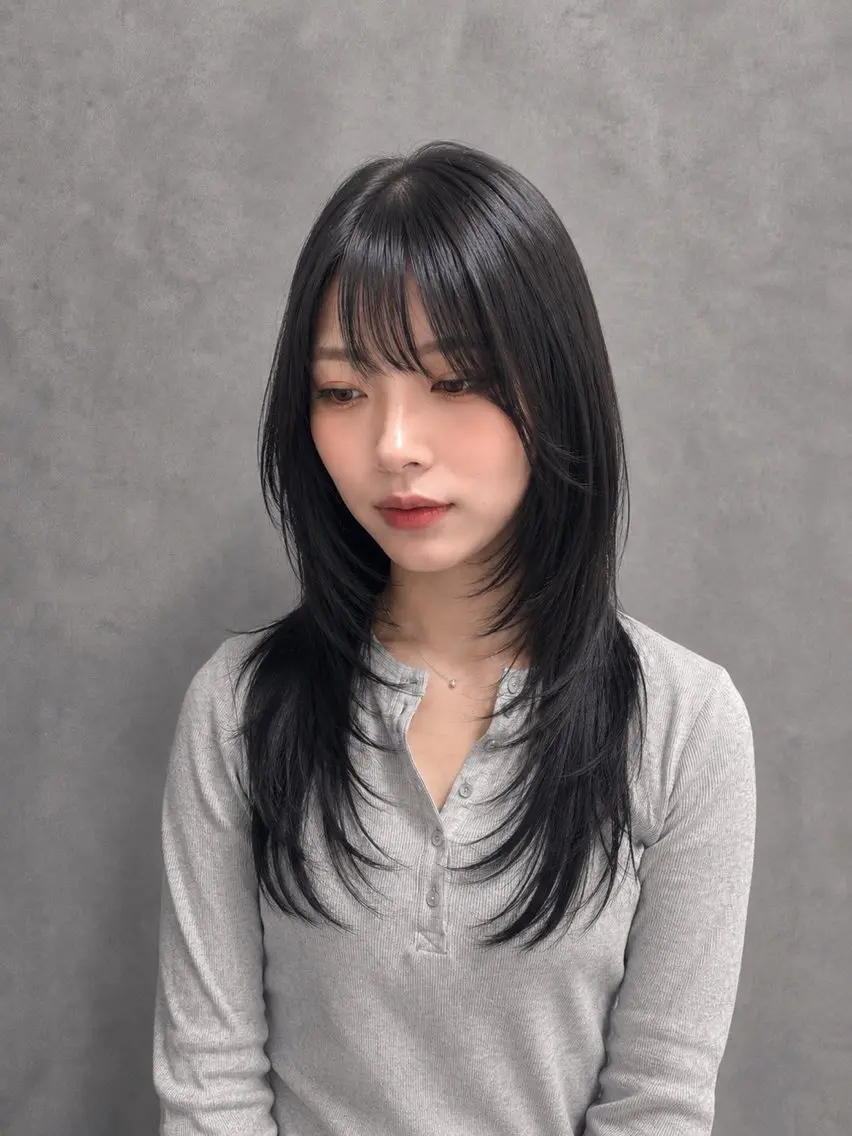 ロング パーマ カット 縮毛矯正 トリートメント 髪質改善/縮毛矯正 /レイヤーカット岡部のヘアスタイル
