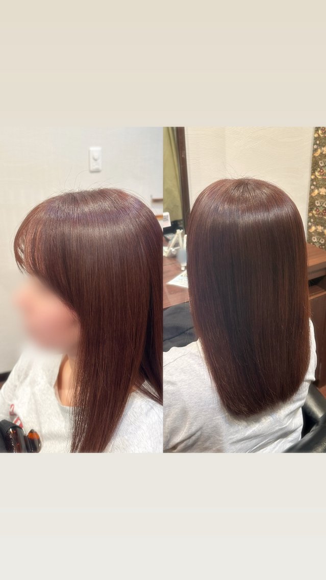 ミディアム カラー 顔周りカット 小顔カット カット ヘアカラー 🍒モデル募集中🍒 ゆづのヘアスタイル