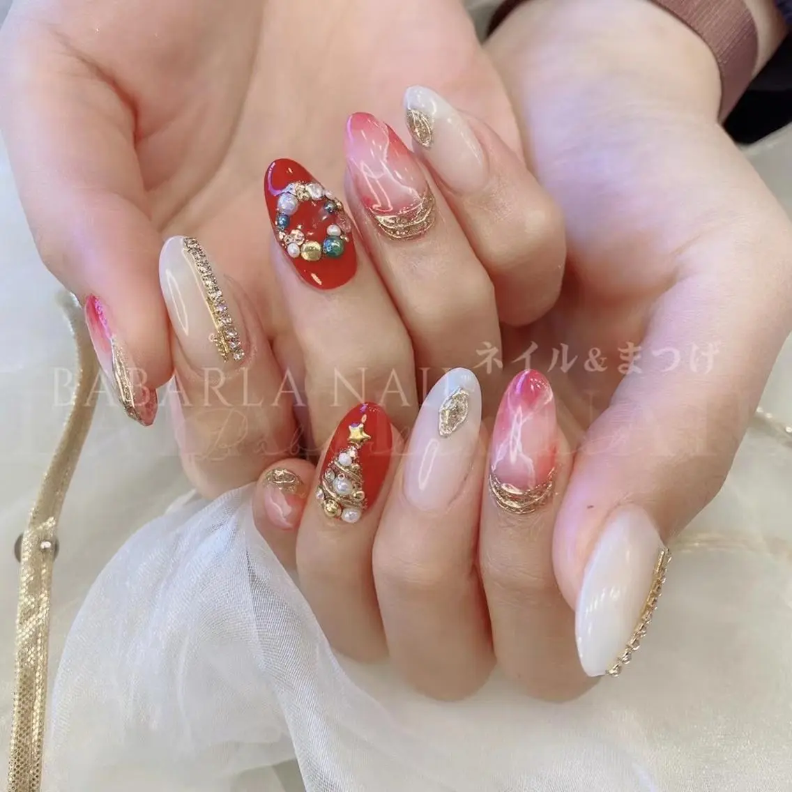ネイル 大理石ネイル(マーブル) ストーンネイル 冬ネイル クリスマス Babarla Nailのネイルデザイン