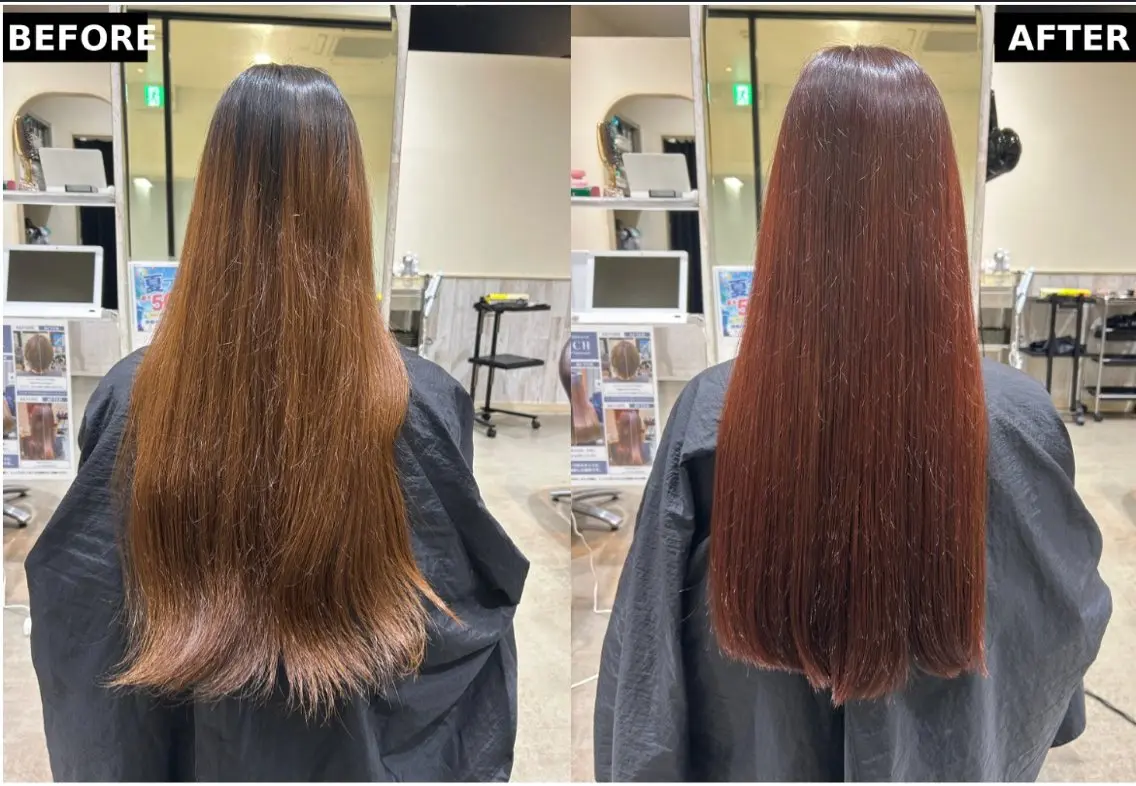 ロング カラー ブラウンカラー レッドカラー レッドブラウン 廣瀬 栞のヘアスタイル