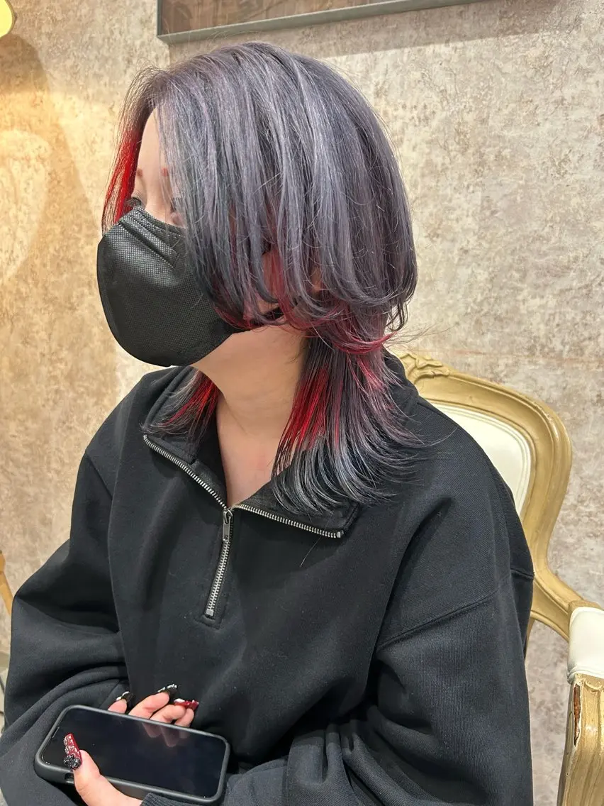 ミディアム カラー デザインカラー Kobayashi ハイライト/ショートのヘアスタイル