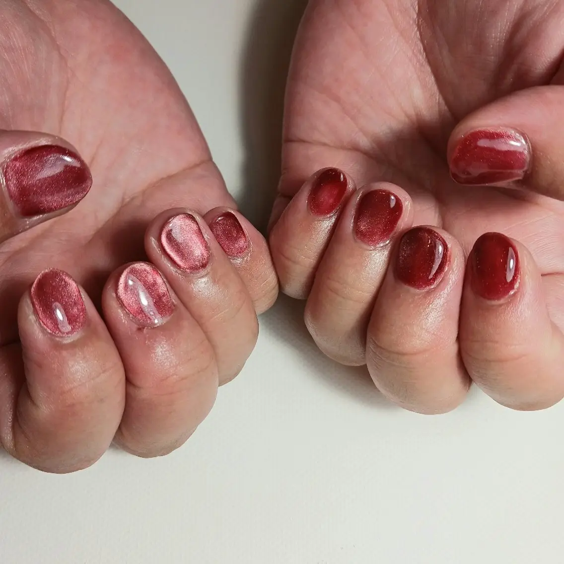 ネイル ボルドー ジェルネイル キラキラネイル マグネットネイル 持ち込み ハンドネイル owlnail /持込みデザイン専門のネイルデザイン
