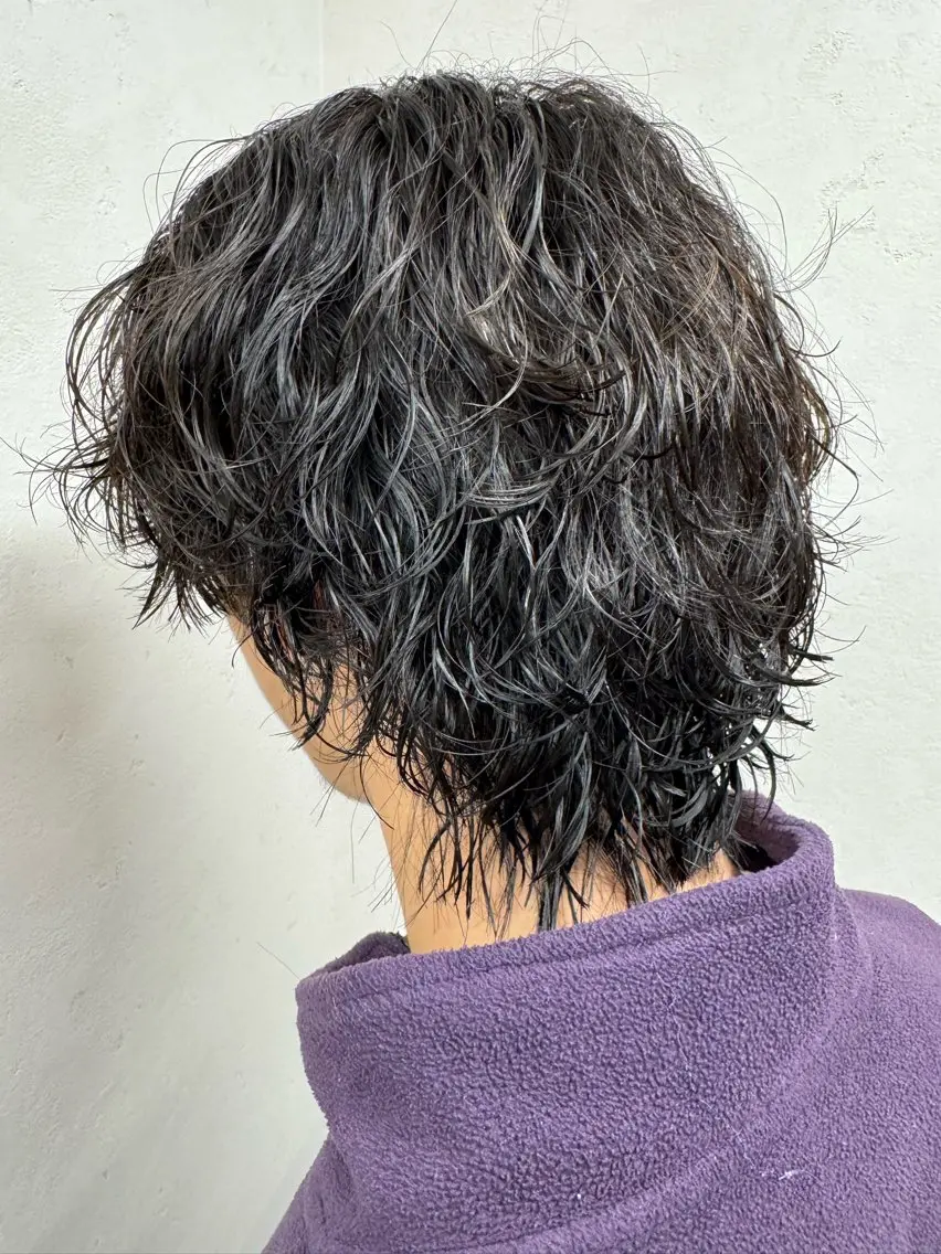 ミディアム パーマ メンズ カット パーマ パーマ/ハイトーン /吉田眞のヘアスタイル