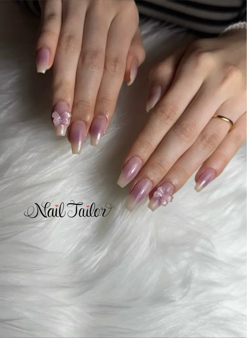 ネイル チークネイル ジェルネイル ガーリー ロングネイル ワンカラーネイル ハンドネイル NailTailor ネイルテイラーのネイルデザイン