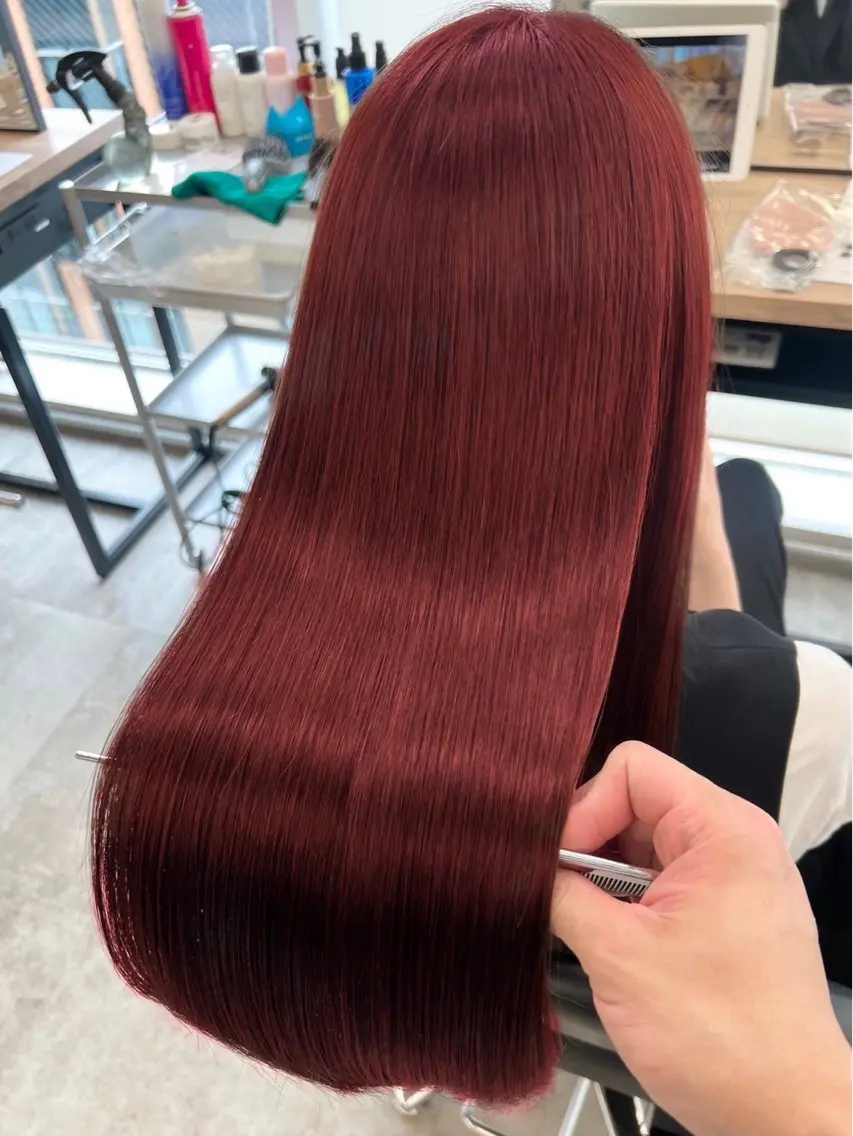 ロング カラー ブリーチ ダブルカラー レッドカラー トリートメント レイヤー🩰髪質改善 /透明感/kanaのヘアスタイル