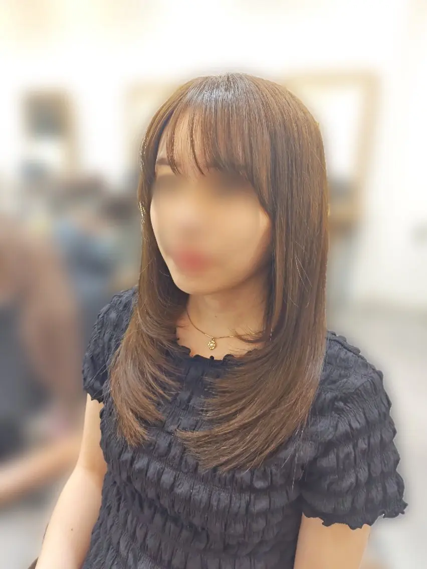 ロング 顔周りカット ハッシュカット 韓国風ヘア レイヤーカット 似合わせカット 澤田 あきのヘアスタイル