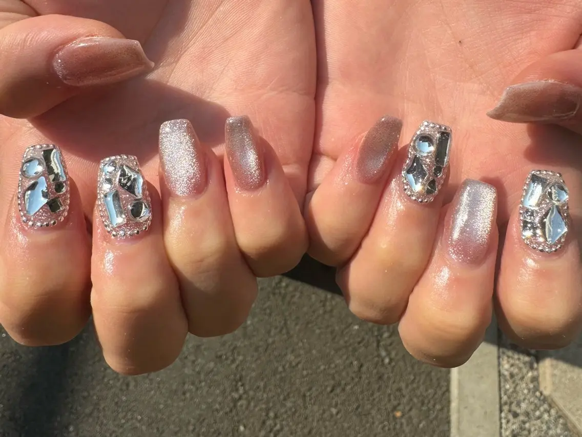 ネイル マグネットネイル オフィスネイル シンプルネイル MH_ Nailのネイルデザイン