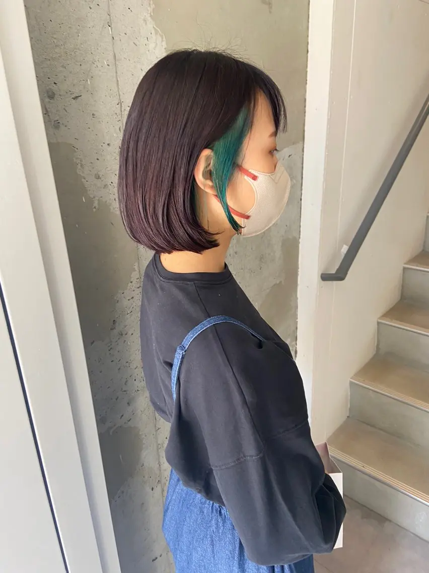 ショート カラー ブラウンカラー ヘアカラー トリートメント ウルフカット レイヤーカット上柿のヘアスタイル
