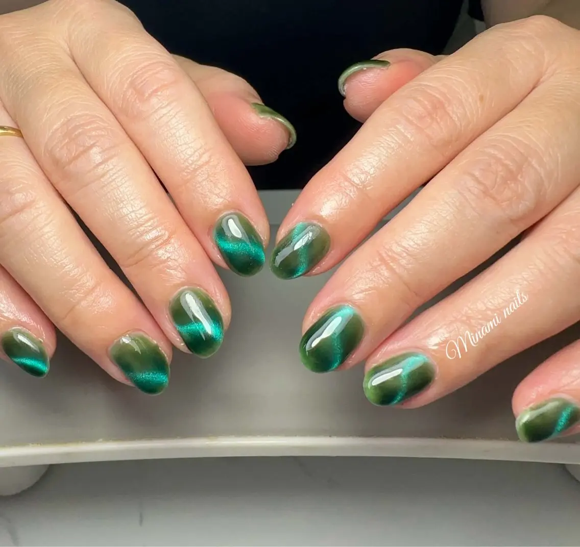ネイル アートネイル ガーリー キラキラネイル 韓国ネイル マグネットネイル ハンドネイル Minami Nailsのネイルデザイン