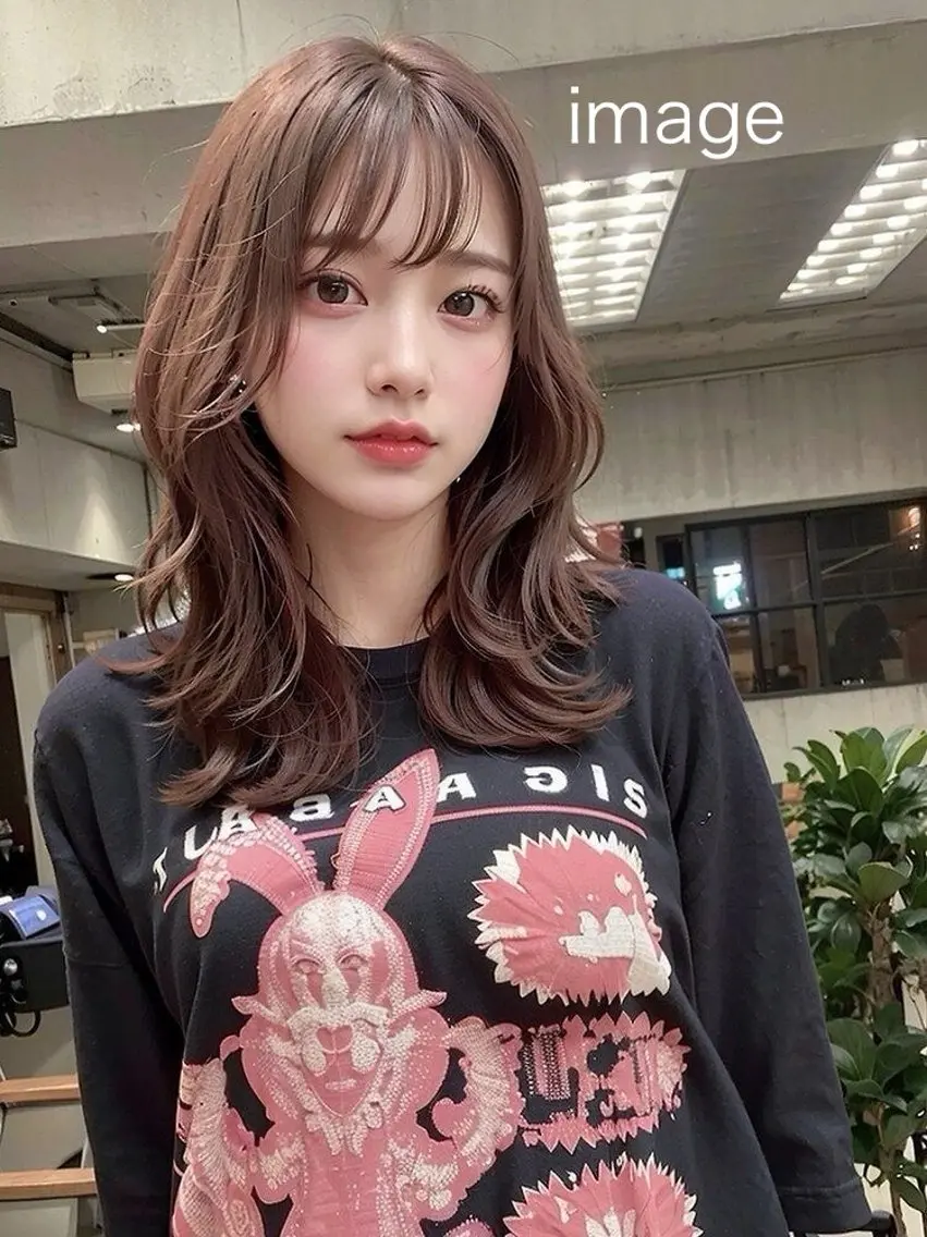 ミディアム 顔周りカット レイヤーカット 小顔カット 杉崎 朝佳のヘアスタイル