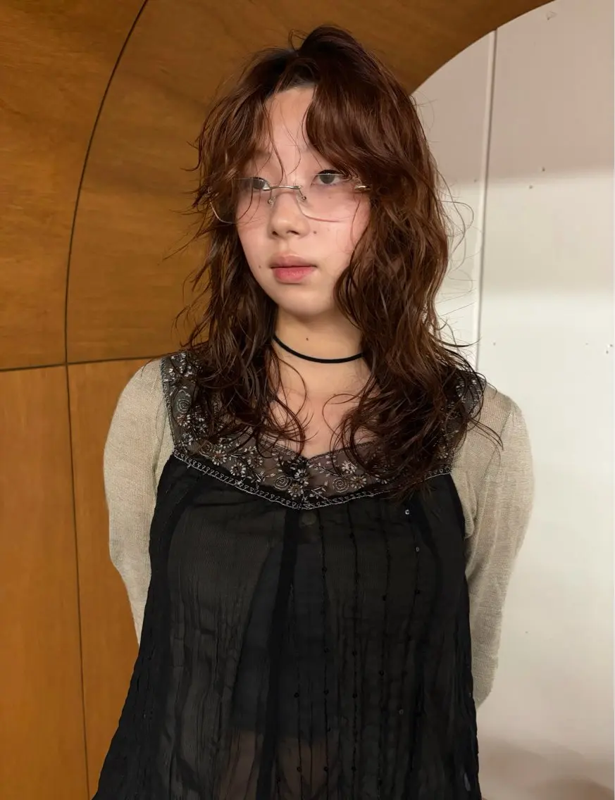 セミロング セミロングパーマ カット パーマ 藤原 直希のヘアスタイル