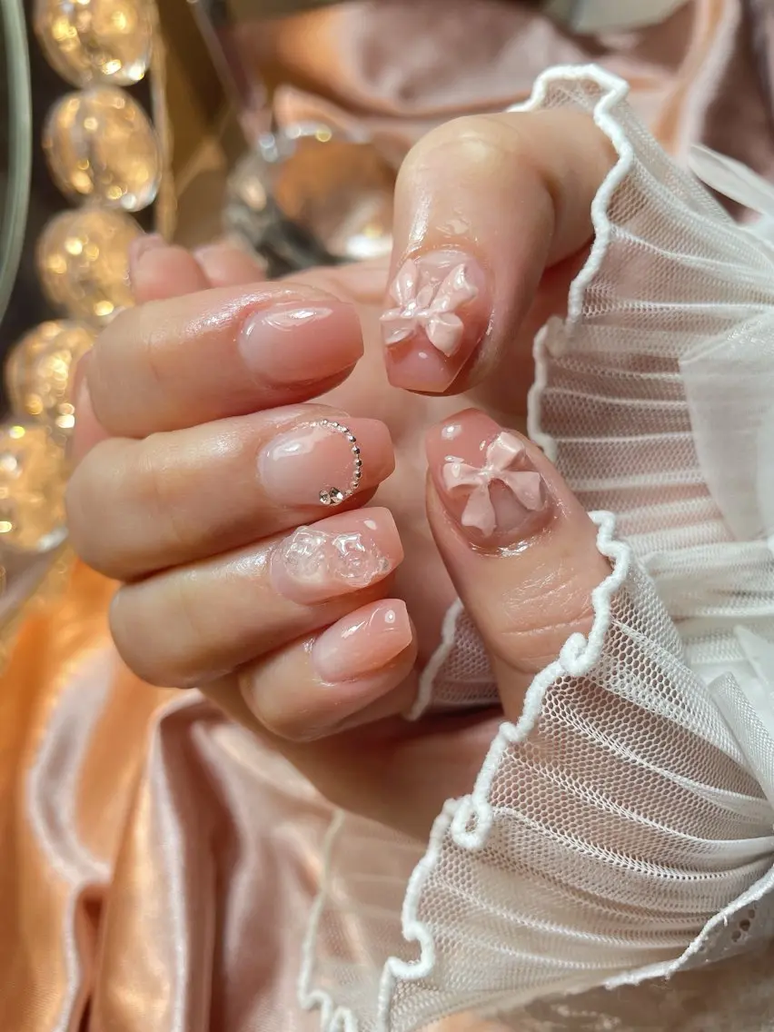 ネイル 24時まで❤︎韓国、 ワンホンネイルのネイルデザイン