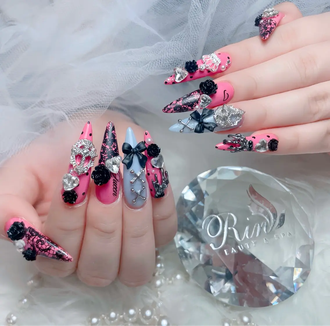 ネイル クリアネイル ドット フットネイル ジェルネイル グリーン ハンドネイル Rin Nail 新大久保店のネイルデザイン