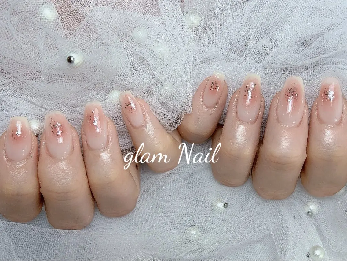 ネイル ハンドネイル エツメ💅 長さ出し🎀デザインのネイルデザイン