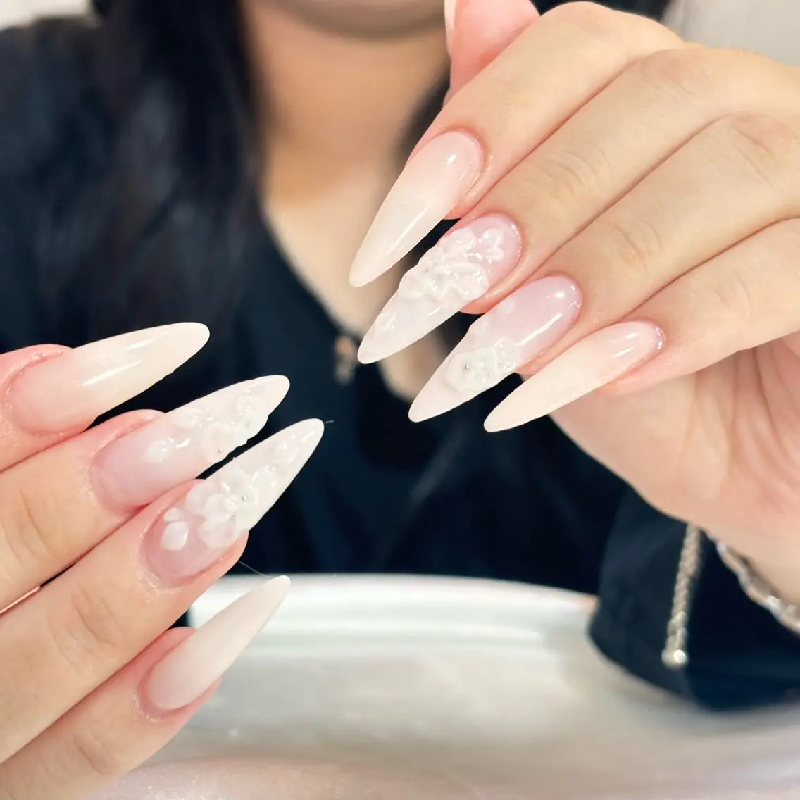 ネイル 桜ネイル 長さ出し フレンチネイル 韓国ネイル マグネットネイル ハンドネイル Kiwami nailsalonのネイルデザイン