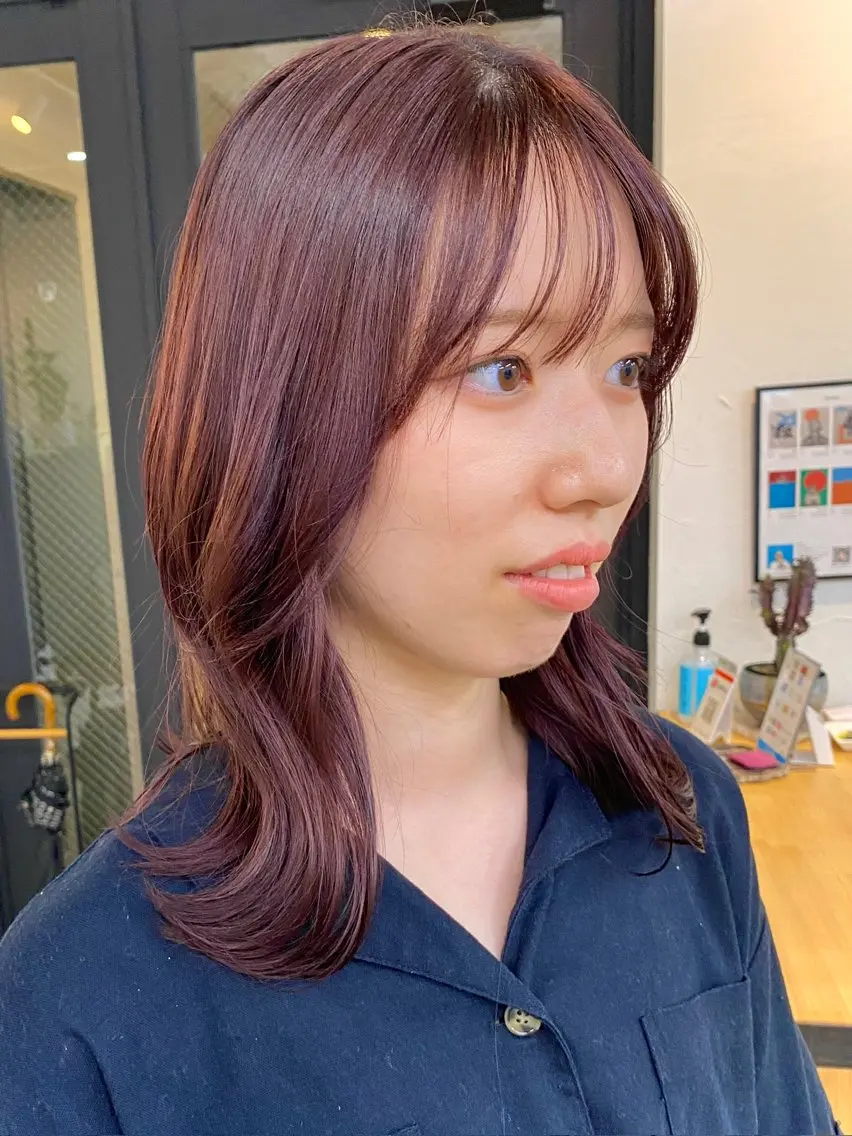 ミディアム カラー ヘアアレンジ アッシュ ピンクカラー ピンクアッシュ 暖色カラー/天神/ ヘイマサクラのヘアスタイル